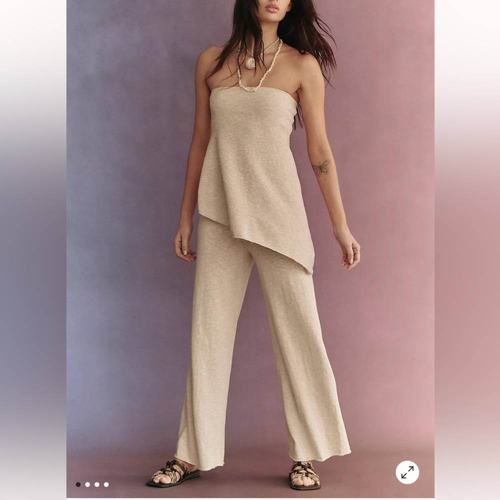 Free People Free-est Krista Cotton-Linen Sweater Set in Natural Size Small